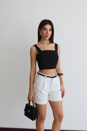 Kemer Detaylı Puantiyeli 4 Cepli Ekru Jean Short