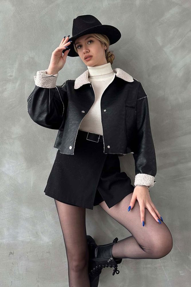 Nubuk Yakası Kürklü Toptan Mont