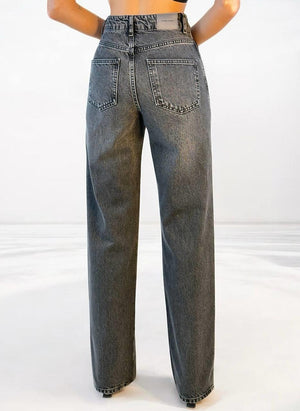 Yüksek Bel Normal Kalıp Onyx Black Jean Pantolon