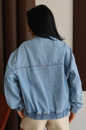 Yaka Fermuar Detaylı Unisex Blue Sweatshirt