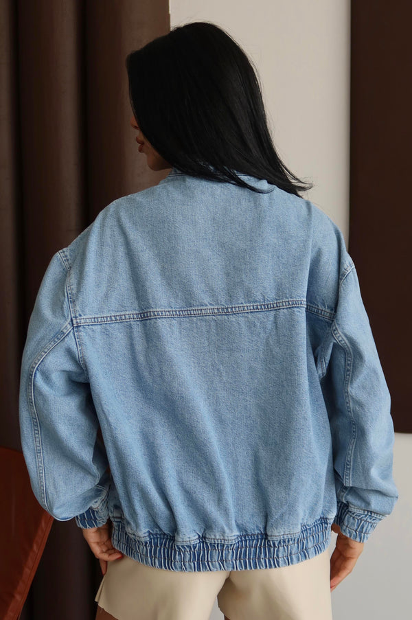 Yaka Fermuar Detaylı Unisex Blue Sweatshirt