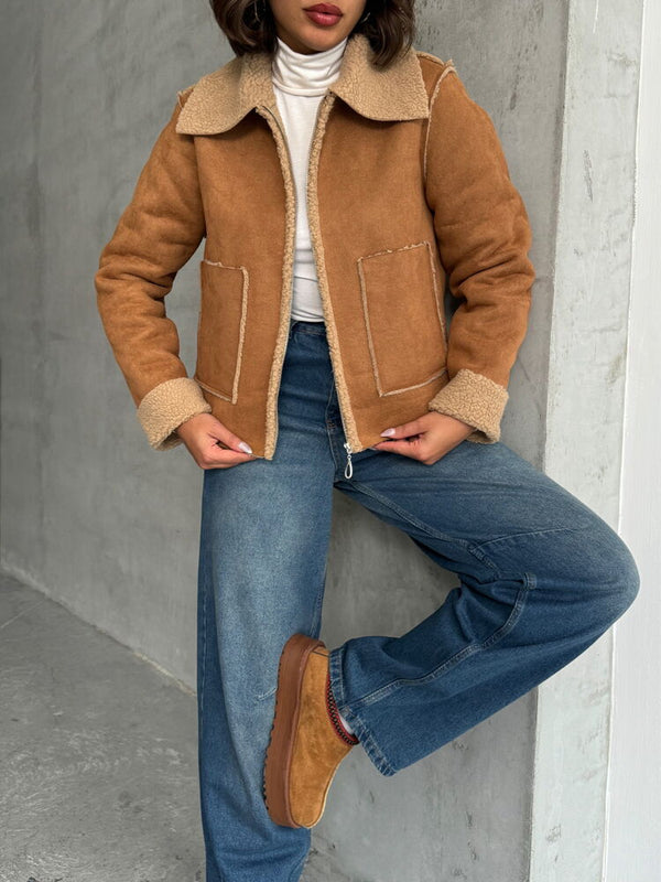Süet Peluş Toptan Mont - Taba Taba