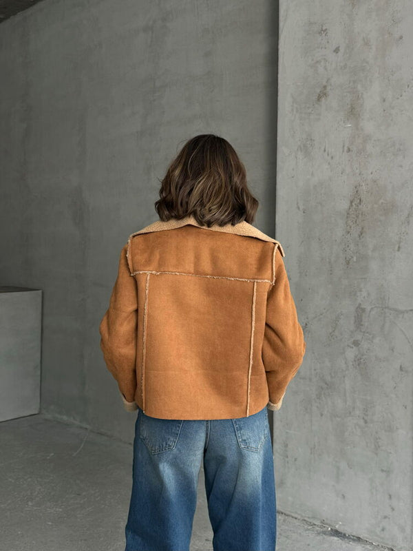 Süet Peluş Toptan Mont - Taba Taba