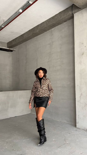 Kaşe Toptan Mont - Taş Leopar