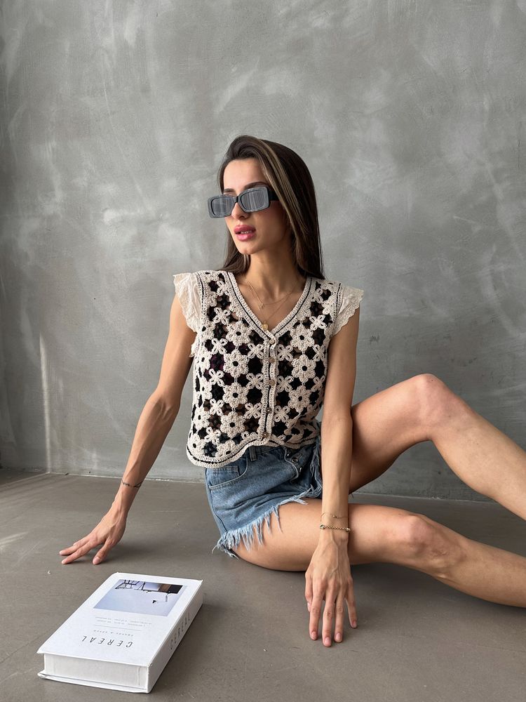 Topshow Taş Siyah Düğmeli Toptan Yelek