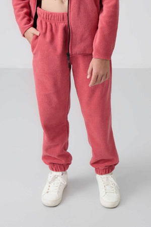 Tommylife Toptan 7-15 Yaş Jogger Standart Kalıp Kız Çocuk Eşofman Alt 75155 Yaban Gülü