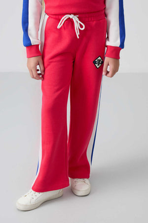 Tommylife Toptan 7-15 Yaş O Yaka Standart Kalıp Kız Çocuk Eşofman Takımı 75165 Viva Kırmızı