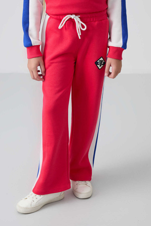 Tommylife Toptan 7-15 Yaş O Yaka Standart Kalıp Kız Çocuk Eşofman Takımı 75165 Viva Kırmızı