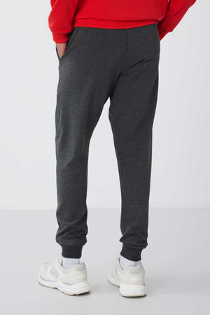 Pantaloni de trening pentru bărbați, cu croială standard și manșete, culoare antracit melanj, Tommylife Wholesale - 84652