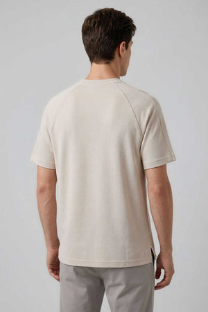 Tommylife Toptan Bej Rahat Form Esnek Nefes Alabilir Erkek T-Shirt - 88495