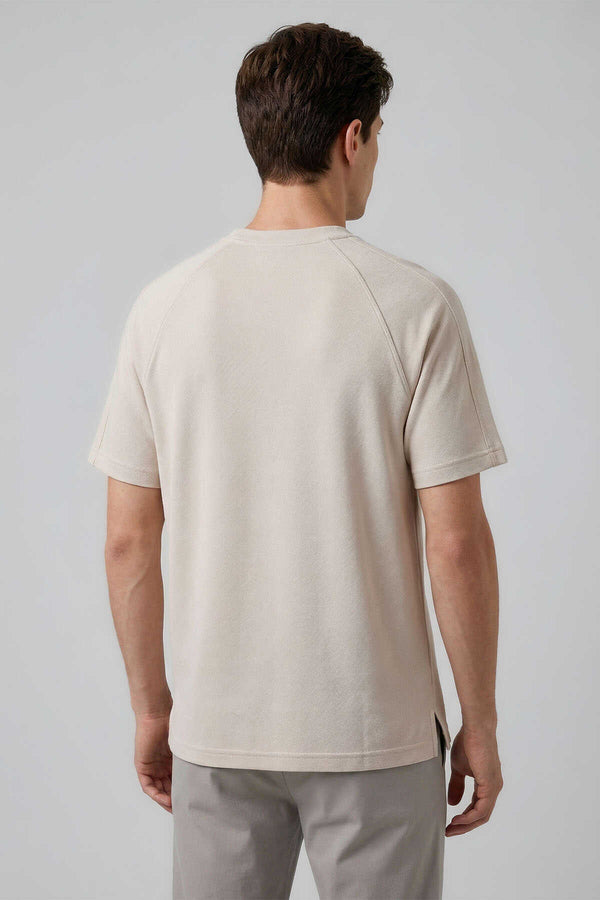 Tommylife Toptan Bej Rahat Form Esnek Nefes Alabilir Erkek T-Shirt - 88495
