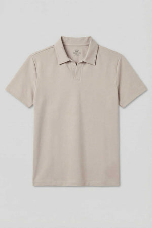 Tommylife Toptan Bej Rahat Form Yumuşak Dokulu Polo Yaka Erkek T-Shirt - 88496