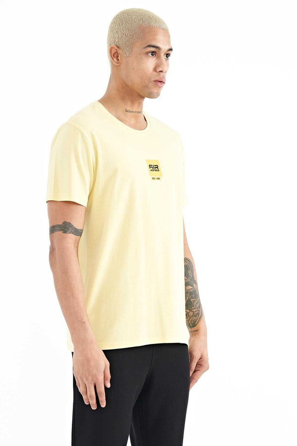 Tommylife Toptan Bert O Yaka Standart Kalıp Baskılı Erkek T-Shirt 88210 Sarı