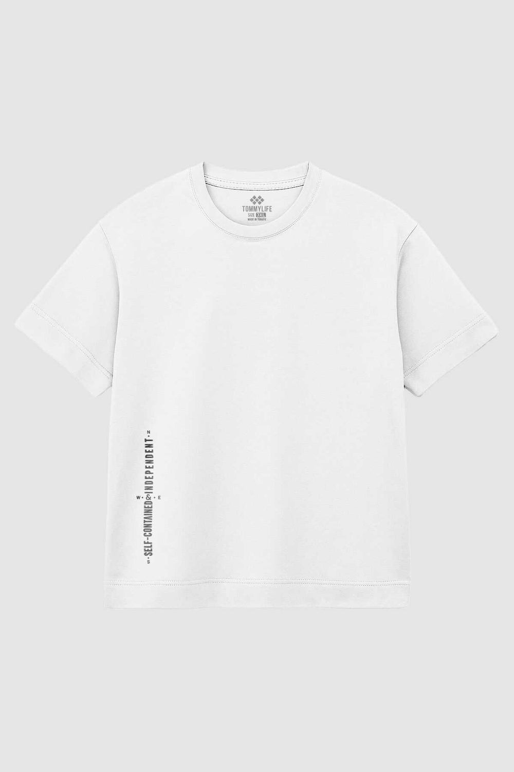 Tommylife Toptan Beyaz Baskılı O Yaka Rahat Form Battal Büyük Beden Erkek T-Shirt - 88472