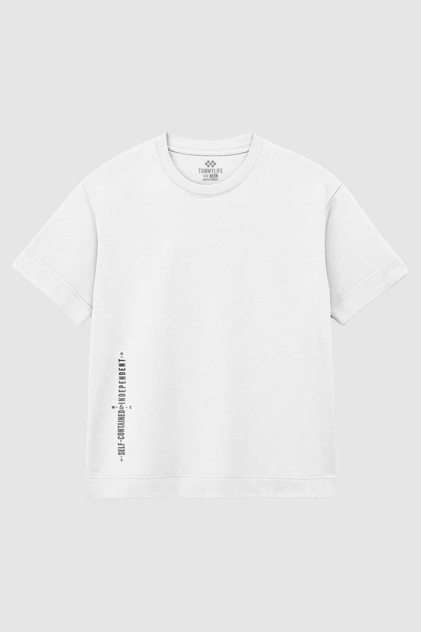 Tommylife Toptan Beyaz Baskılı O Yaka Rahat Form Battal Büyük Beden Erkek T-Shirt - 88472