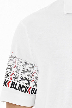 Tommylife Toptan Beyaz Kol Baskı Detaylı Polo Yaka Standart Form Erkek T-Shirt - 88240