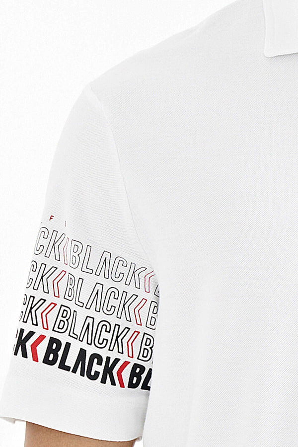Tricou bărbătesc Tommylife Wholesale, croială standard, cu mânecă albă și imprimeu, guler polo, 88240