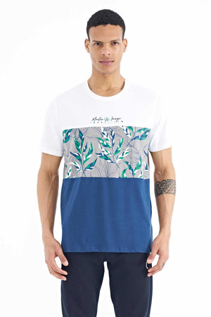 Tommylife Toptan Beyaz Renk Geçişli Baskı Detaylı O Yaka Standart Kalıp Erkek T-Shirt - 88177