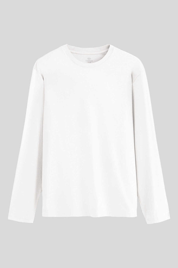 Tommylife Toptan Beyaz Standart Fit Basic O Yaka Uzun Kollu İnce Erkek T-Shirt - 87997