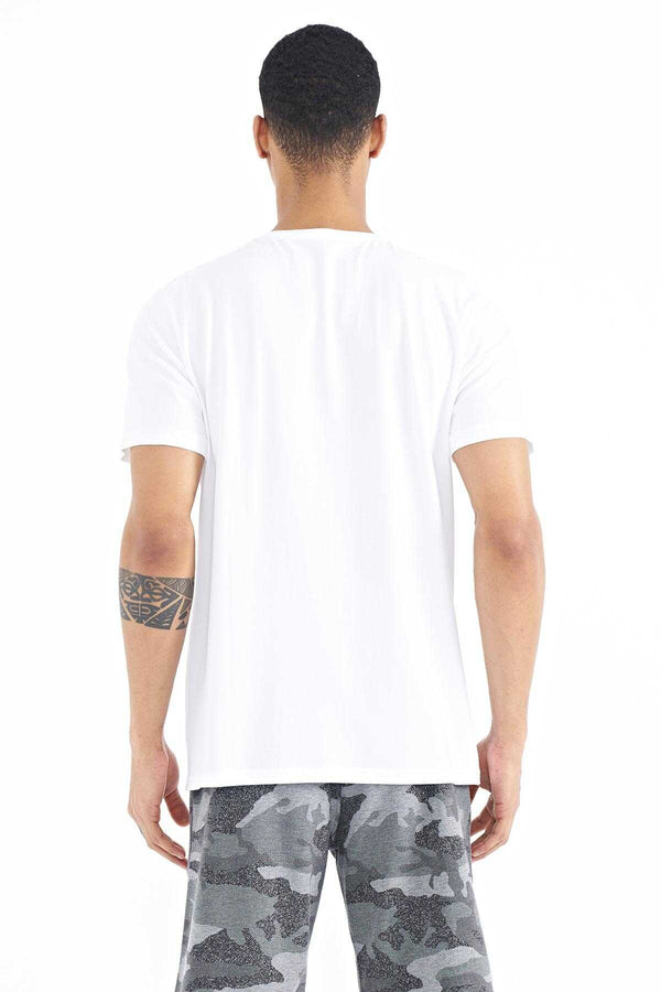 Tommylife Toptan Beyaz Yazı Desen Baskılı Standart Kalıp O Yaka Erkek T-Shirt - 88172