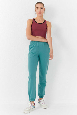 Tommylife Toptan Bordo Basic Sıfır Kol Dar Kalıp U Yaka Kadın Crop Top Atlet - 97162