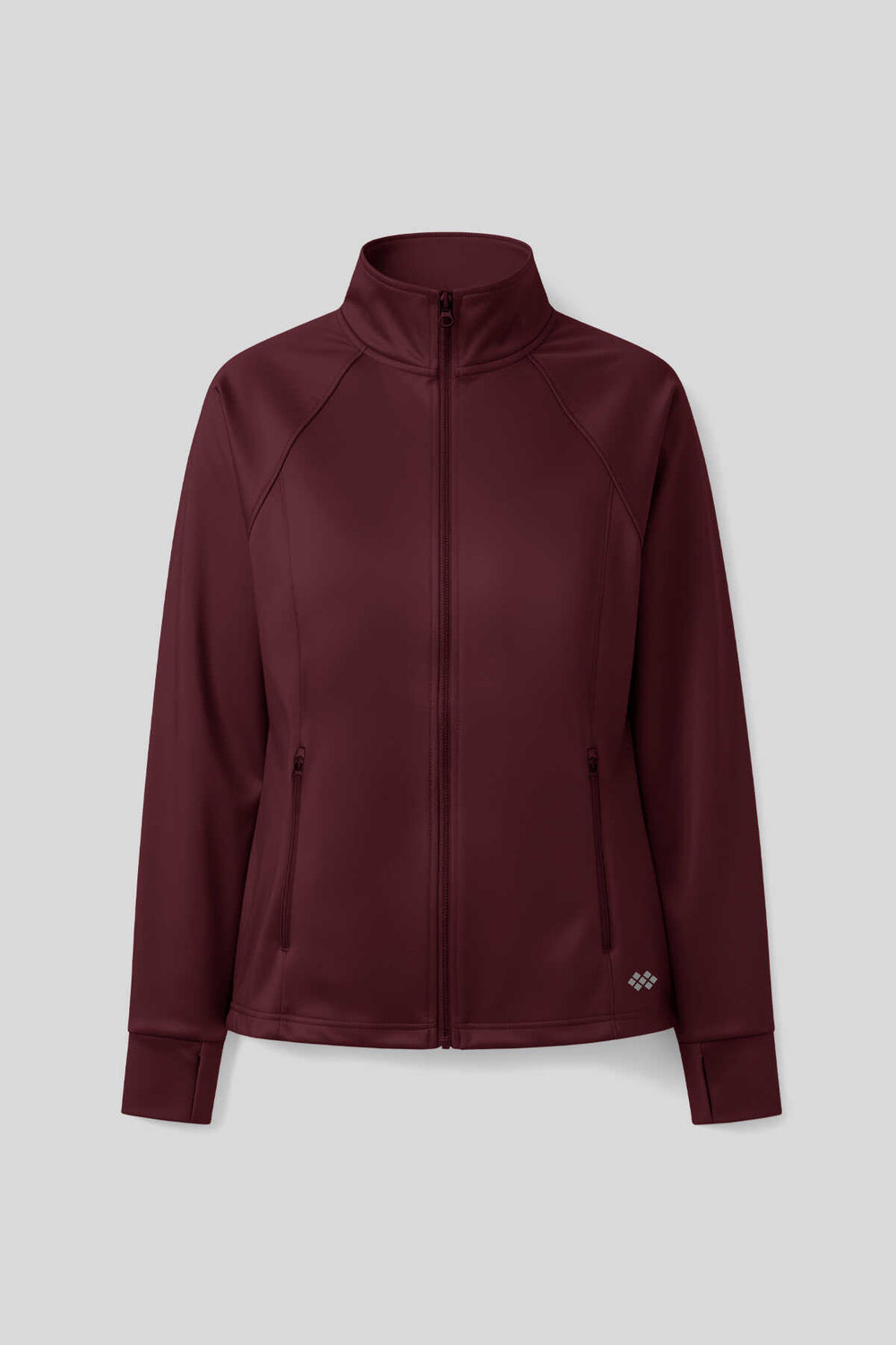 Tommlife Toptan Bordo Fermuarlı Dik Yaka Basic Rahat Form Kadın Koşu Ceketi  - 97310