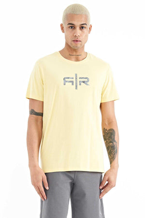 Tommylife Toptan Boris O Yaka Standart Kalıp Baskılı Erkek T-Shirt 88206 Sarı