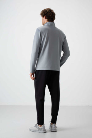 Tommylife Toptan Bran Standart Kalıp Scuba Basic Erkek Eşofman Takım 85199 Gri - Siyah
