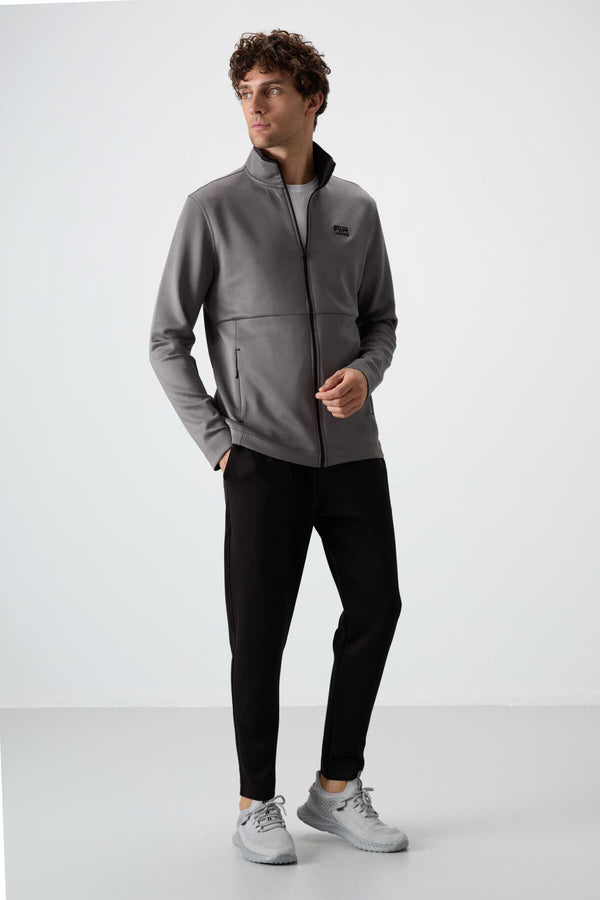 Tommylife Toptan Bran Standart Kalıp Scuba Basic Erkek Eşofman Takım 85199 Koyu Gri - Siyah