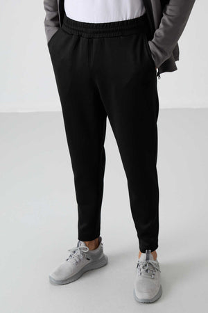 Tommylife Toptan Bran Standart Kalıp Scuba Basic Erkek Eşofman Takım 85199 Koyu Gri - Siyah