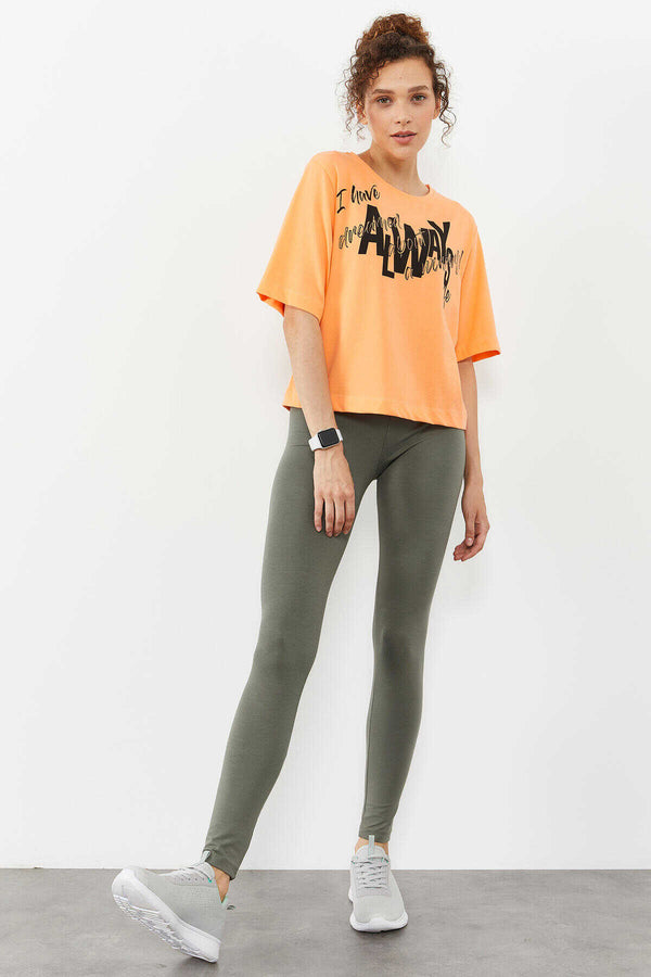 Tommylife Toptan Çağla Yüksek Bel Toparlayıcı Slim Fit Dar Paça Kadın Tayt - 94011
