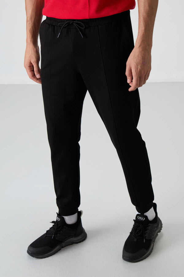 Tommylife Toptan Comfort Fit Nakışlı Erkek Jogger Eşofman Alt 82123 Siyah