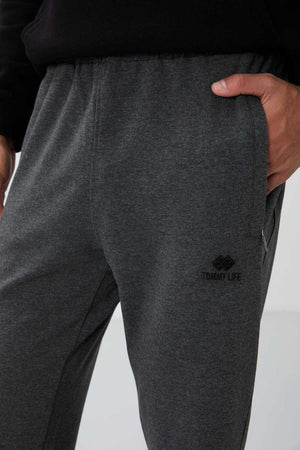 Pantaloni de trening Tommylife Wholesale Slim Fit Classic Leg pentru bărbați 84669 Antracit Melange