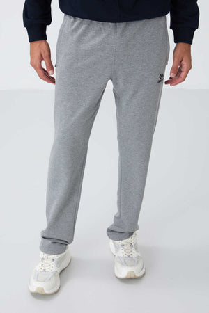 Tommylife Toptan Dar Kalıp Klasik Paça Erkek Eşofman Alt 84669 Gri Melanj