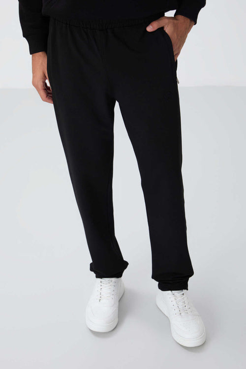 Tommylife Toptan Dar Kalıp Klasik Paça Erkek Eşofman Alt 84669 Siyah