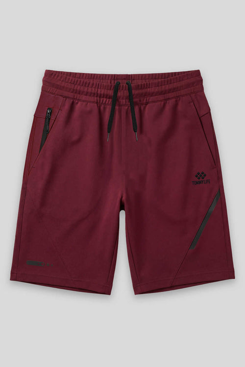 Pantaloni scurți bărbătești cu model violet, Tommylife, cu șnur și buzunare cu fermoar, en-gros - 81229