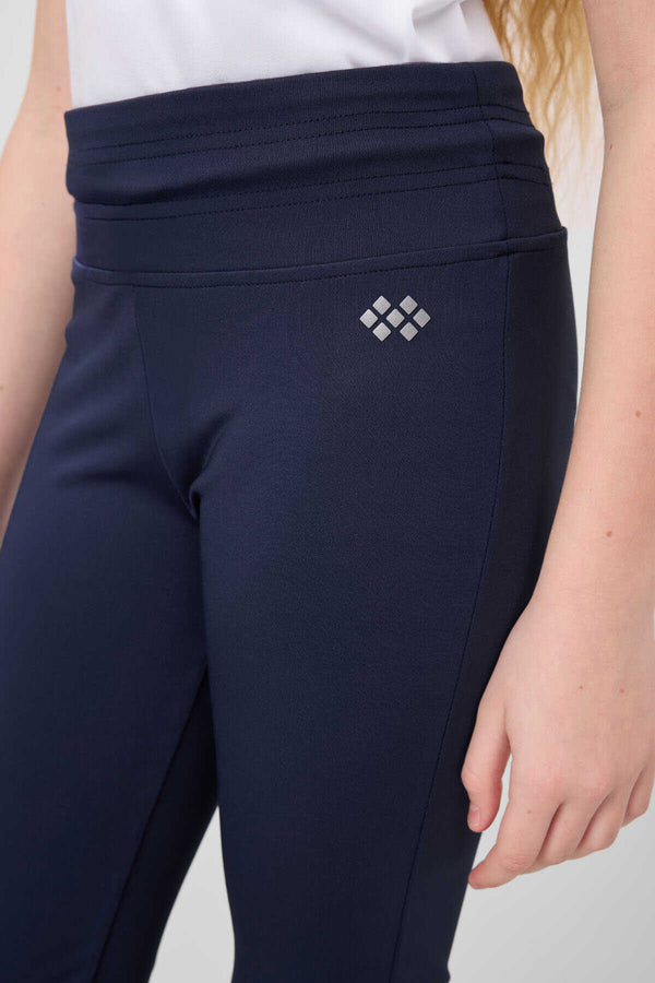 Tommylife Toptan Esnek Standart Fit Basic Performans İspanyol Paça Kız Çocuk Tayt 75193 İndigo