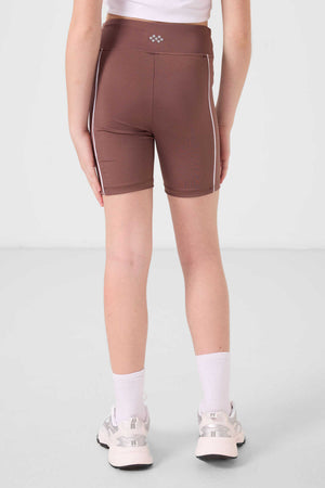 Tommylife Toptan Esnek Standart Fit Basic Performans Kız Çocuk Tayt 75189 Kahverengi
