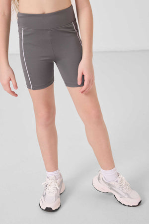 Tommylife Toptan Esnek Standart Fit Basic Performans Kız Çocuk Tayt 75189 Koyu Gri