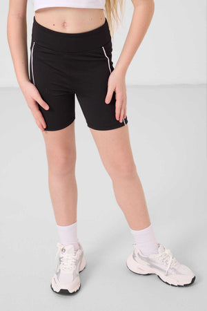 Tommylife Toptan Esnek Standart Fit Basic Performans Kız Çocuk Tayt 75189 Siyah