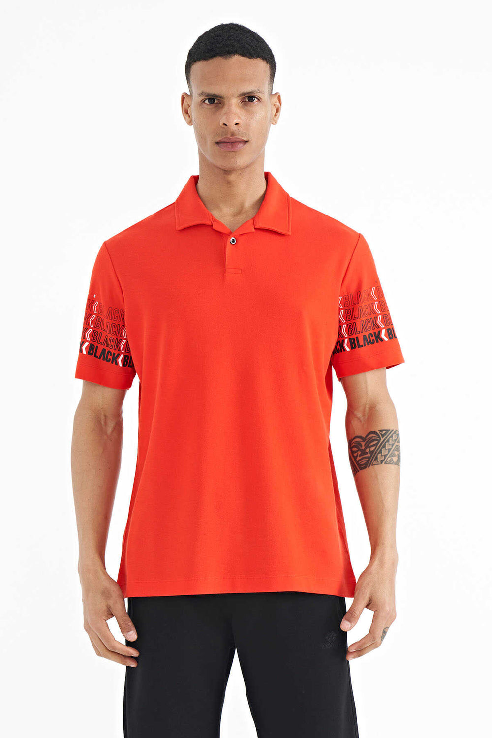 Tommylife Toptan Fiesta Kol Baskı Detaylı Polo Yaka Standart Form Erkek T-Shirt - 88240