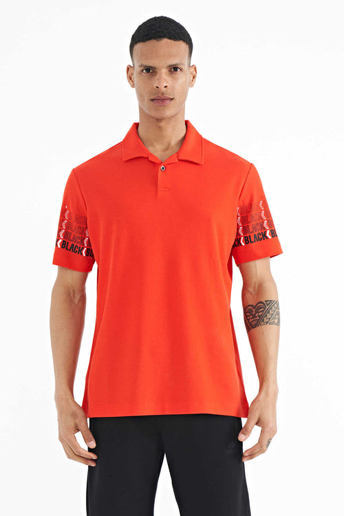 Tommylife Toptan Fiesta Kol Baskı Detaylı Polo Yaka Standart Form Erkek T-Shirt - 88240