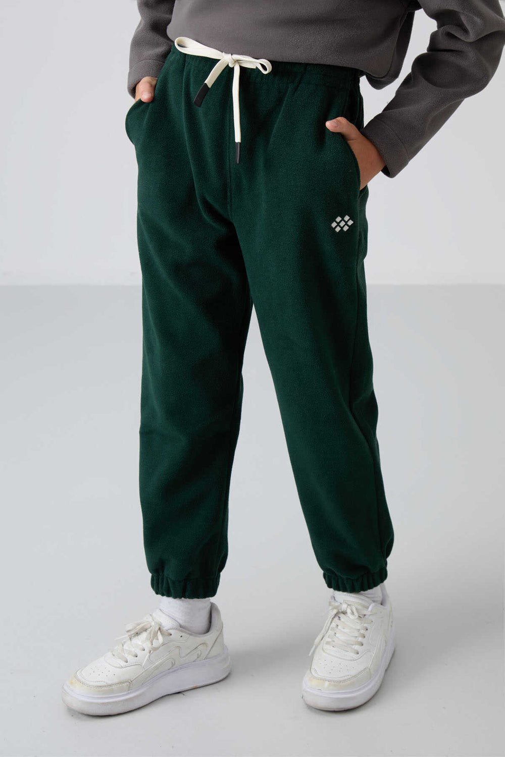 Tommylife Toptan Garson Boy Jogger Standart Kalıp Erkek Çocuk Polar Eşofman Alt 11220 Çam Yeşili