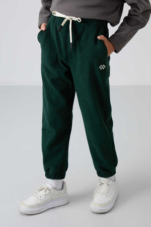 Tommylife Toptan Garson Boy Jogger Standart Kalıp Erkek Çocuk Polar Eşofman Alt 11220 Çam Yeşili