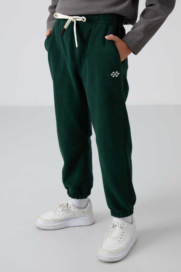 Tommylife Toptan Garson Boy Jogger Standart Kalıp Erkek Çocuk Polar Eşofman Alt 11220 Çam Yeşili
