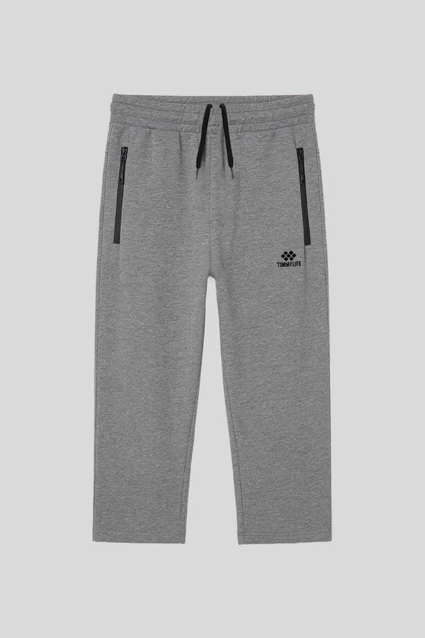 Tommylife Toptan Gri Melanj Fermuar Cepli Klasik Paça Erkek Kapri - 83095