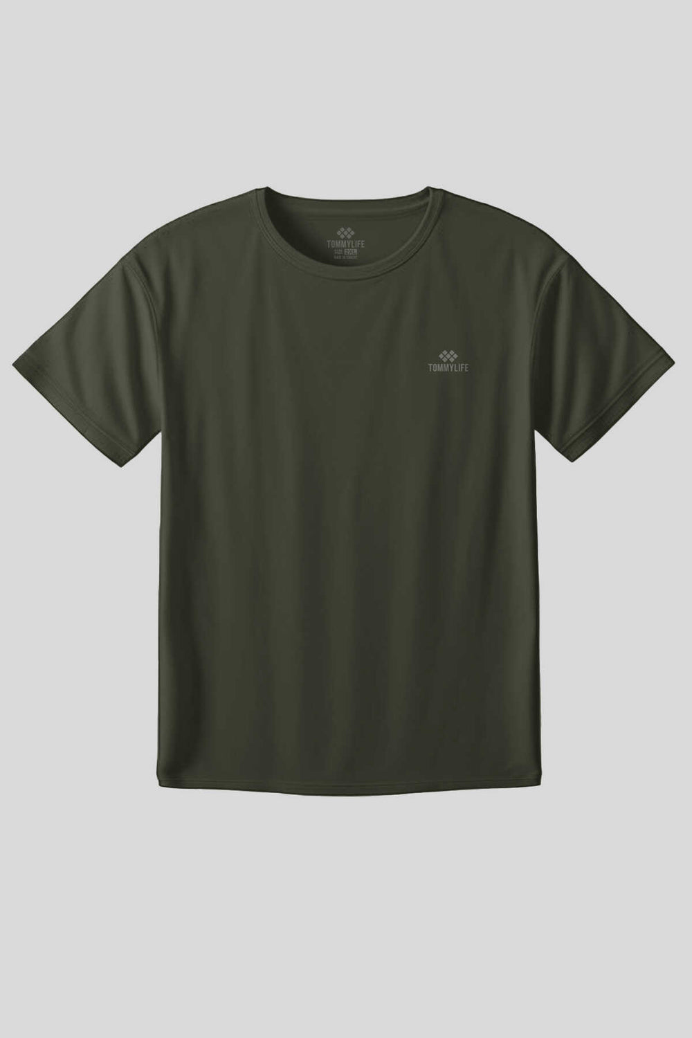 Tommylife Toptan Haki O Yaka Basic Battal Büyük Beden Kadın T-Shirt - 97308