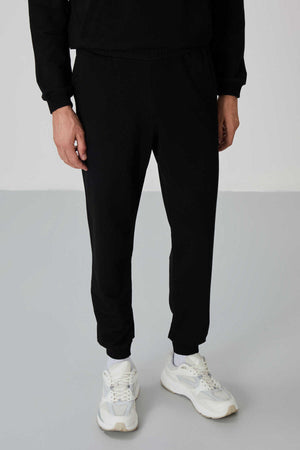 Tommylife Toptan Herbert Standart Kalıp Dik Yaka Erkek Eşofman Takım 85233 Siyah