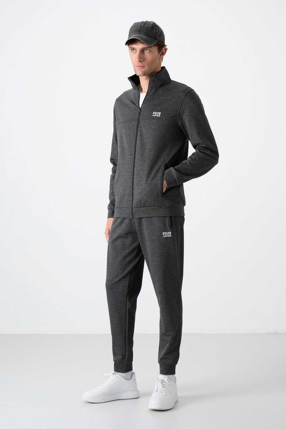 Tommylife Toptan Hugo Rahat Kalıp Jogger Erkek Eşofman Takım 85198 Antrasit Melanj