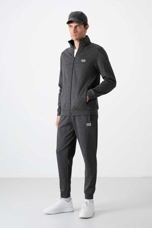 Tommylife Toptan Hugo Rahat Kalıp Jogger Erkek Eşofman Takım 85198 Antrasit Melanj